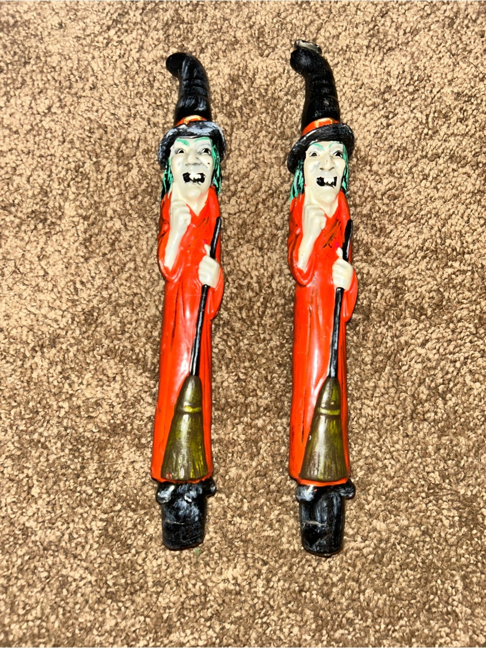 Vintage 10" Set of 2 Halloween Witch Tapered Candles Robert Alan Candle Co.